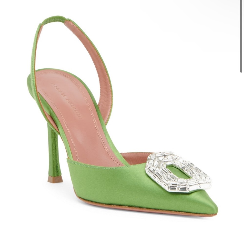 Amina Muaddi Camelia Silk Slingback Pumps